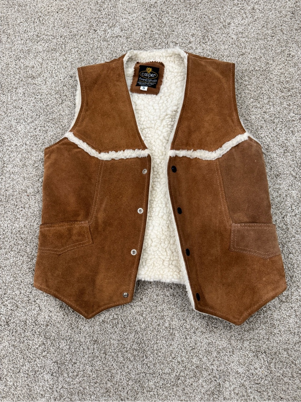 Suede Sherpa-Lined Brown Vest